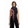 Kép 1/5 - Desigual női divatsál, Flores Liquid, fekete, színes mintás