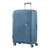 Kép 1/9 - American Tourister Soundbox 4-kerekes keményfedeles bővíthető bőrönd 77 x 51.5 x 29.5/32.5 cm, szürkés kék