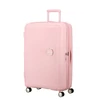 Kép 1/6 - American Tourister Soundbox 4-kerekes keményfedeles bővíthető bőrönd 77 x 51.5 x 29.5/32.5 cm, pasztell rózsaszín