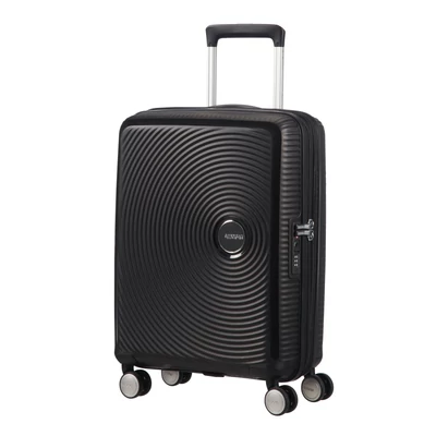 American Tourister Soundbox 4-kerekes keményfedeles bővíthető kabin bőrönd 55x40x20/23 cm, fekete