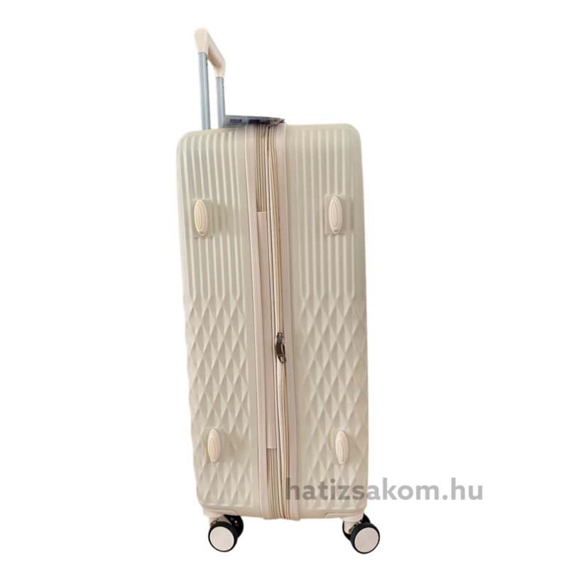 LEONARDO 4-kerekes keményfedeles exkluzív bőrönd 76x49x30/34cm, Bézs