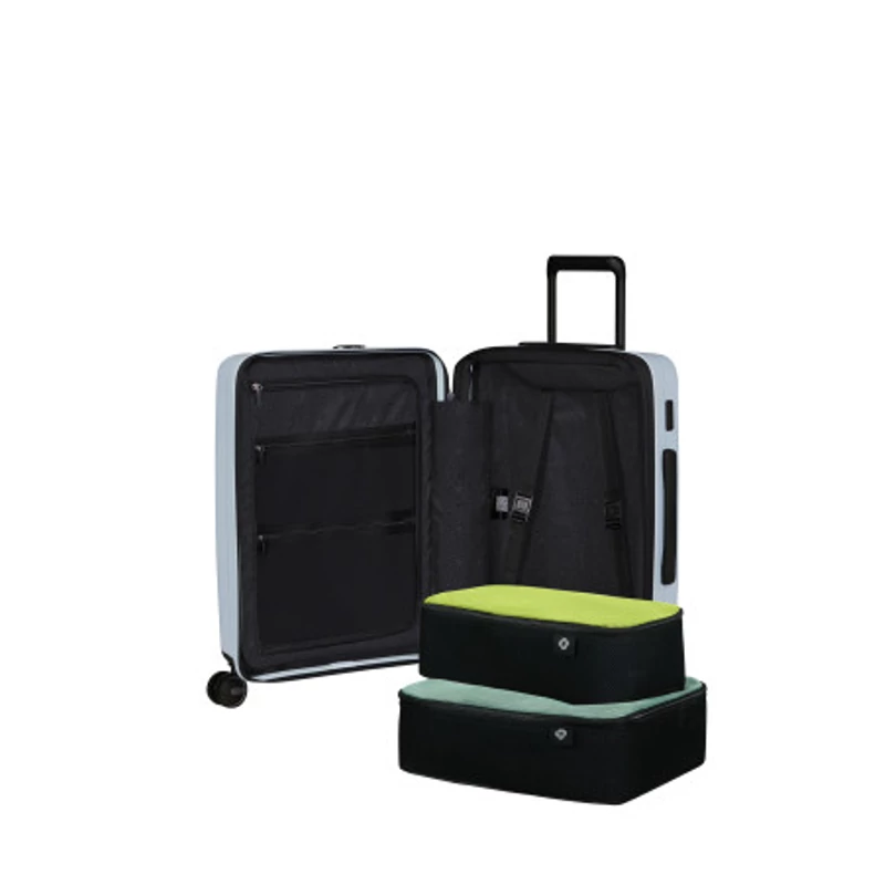 Samsonite Restackd spinner 4-kerekes keményfedeles bővíthető kabin bőrönd 55 x 40 x 23/26 cm, halványkék