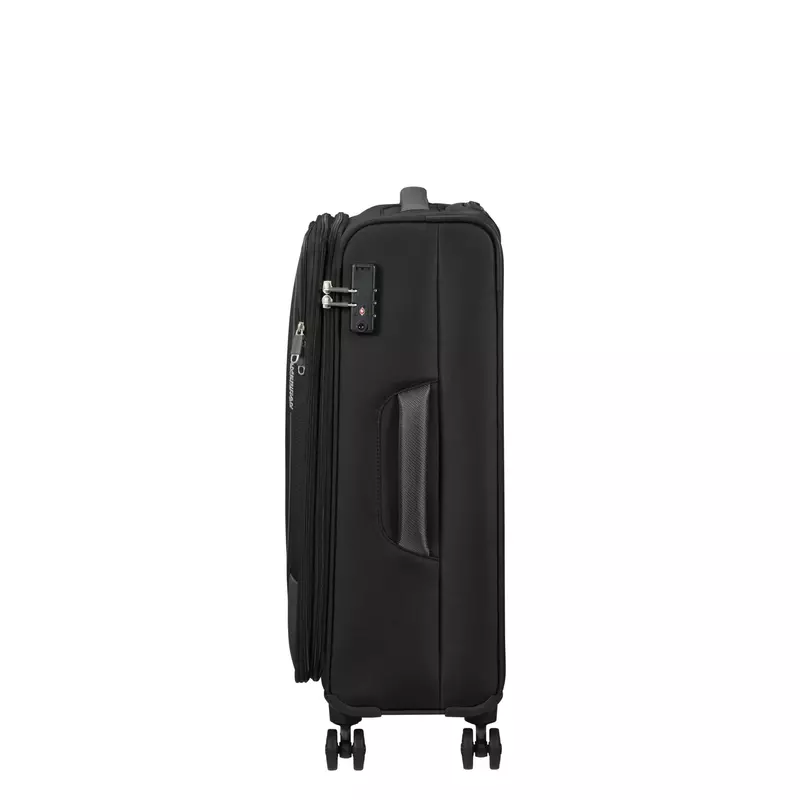American Tourister Pulsonic Spinner 4-kerekes bővíthető bőrönd 68 x 44 x 27/30 cm, fekete