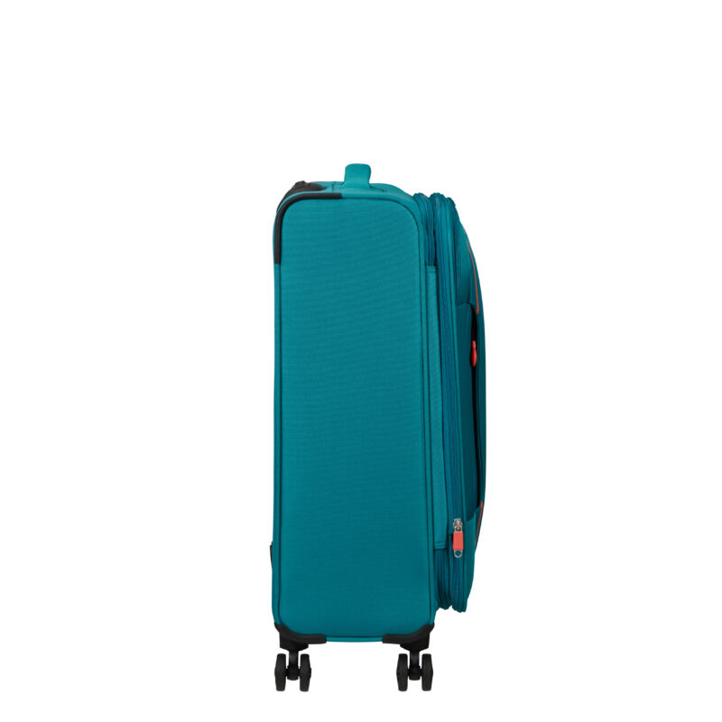 American Tourister Pulsonic Spinner 4-kerekes bővíthető bőrönd 68 x 44 x 27/30 cm, türkiz