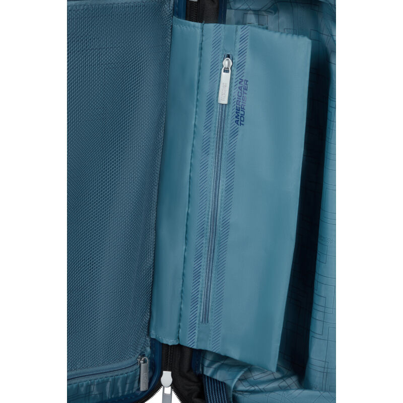 American Tourister AeroStep Spinner 4-kerekes keményfedeles bővíthető bőrönd 67 x 46 x 26/29 cm, sötétkék