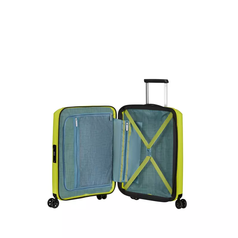 American Tourister AeroStep Spinner 4-kerekes keményfedeles bővíthető kabin bőrönd 55x40x20/23 cm, világos lime