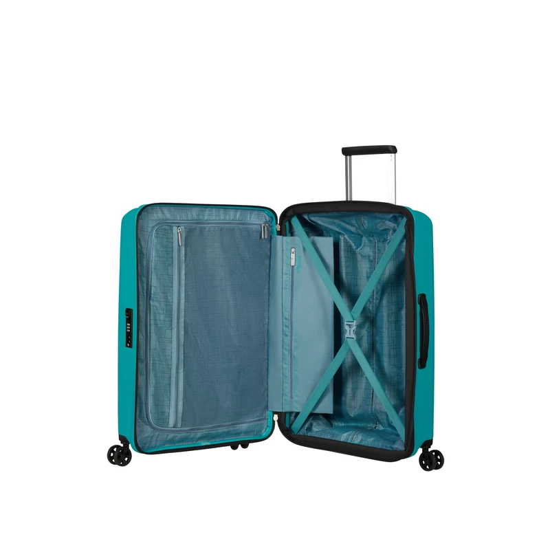 American Tourister AeroStep Spinner 4-kerekes keményfedeles bővíthető bőrönd 67 x 46 x 26/29 cm, türkiz