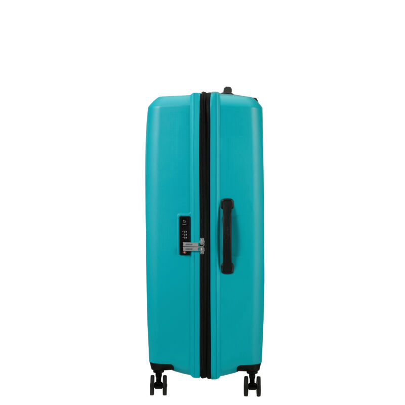 American Tourister AeroStep Spinner 4-kerekes keményfedeles bővíthető bőrönd 77 x 50 x 29/32 cm, türkiz
