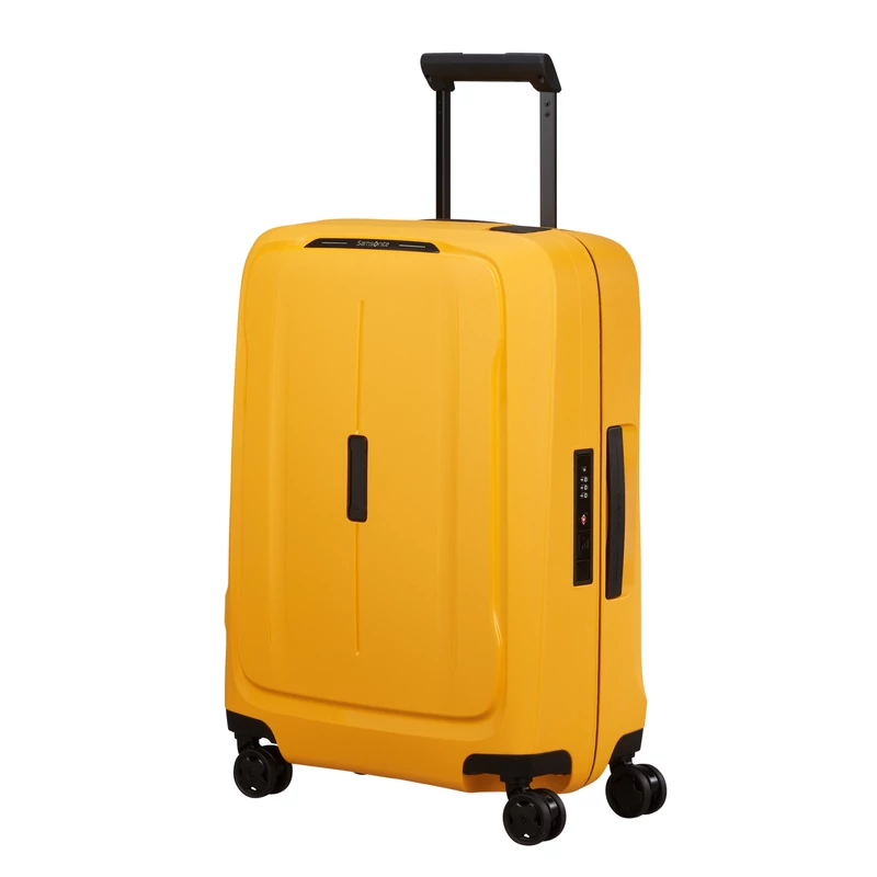 Samsonite Essens spinner 4-kerekes keményfedeles kabin bőrönd 55x40x20cm, sárga