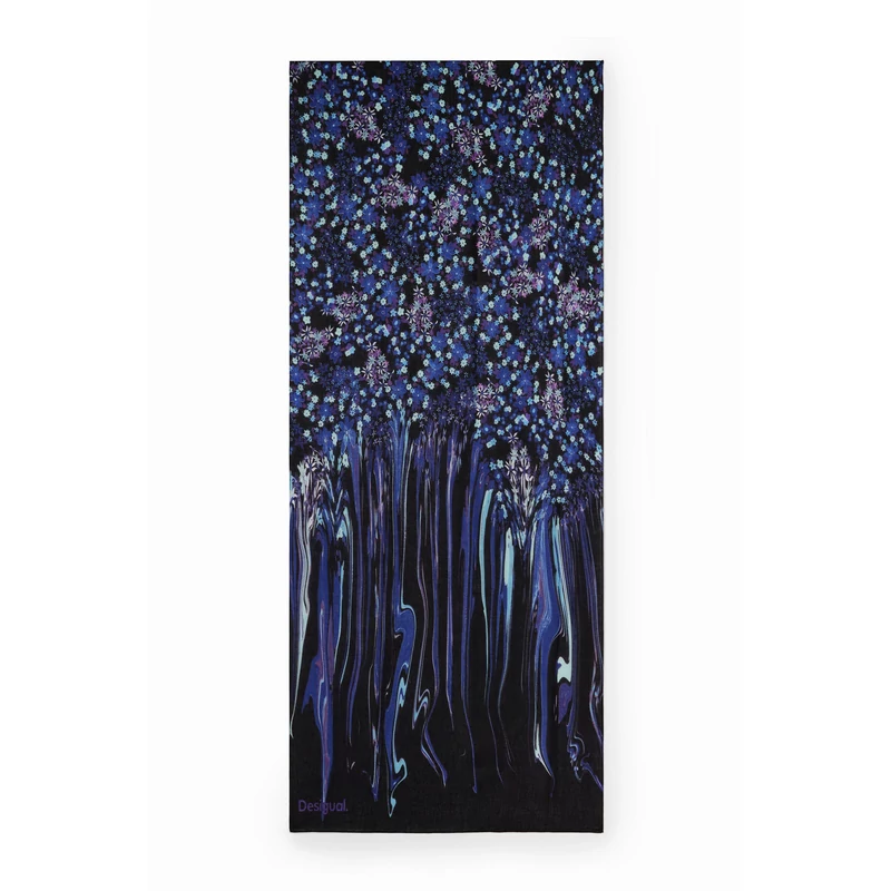 Desigual női divatsál, Liquid Flor Rectangle, kék