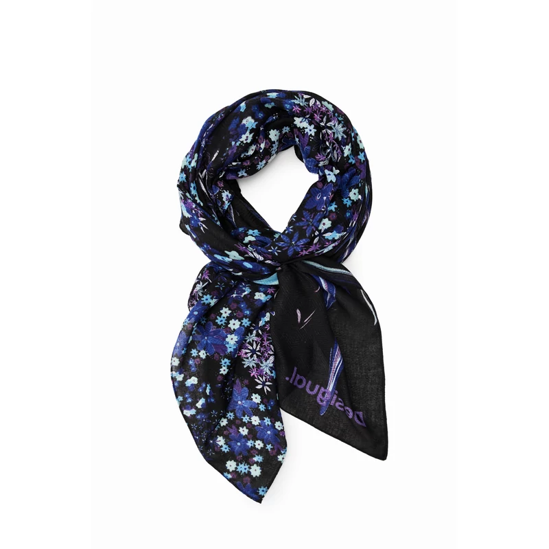 Desigual női divatsál, Liquid Flor Rectangle, kék
