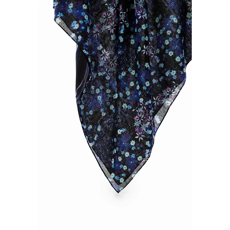 Desigual női divatsál, Liquid Flor Rectangle, kék