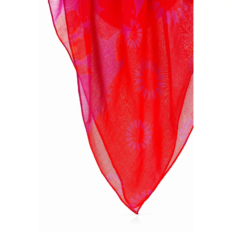 Desigual női divatsál, Altura Rectangle, pink-piros virágos