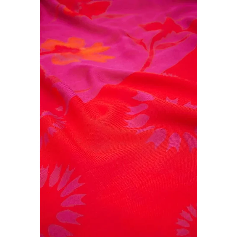 Desigual női divatsál, Altura Rectangle, pink-piros virágos
