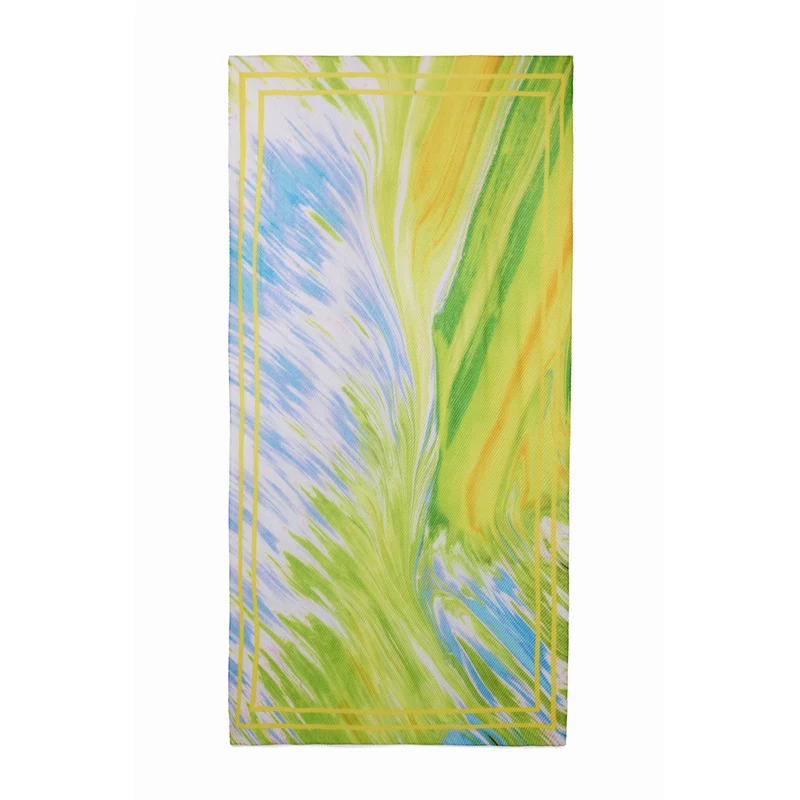 Desigual női divatsál, Marble Rectangle, zöld-sárga