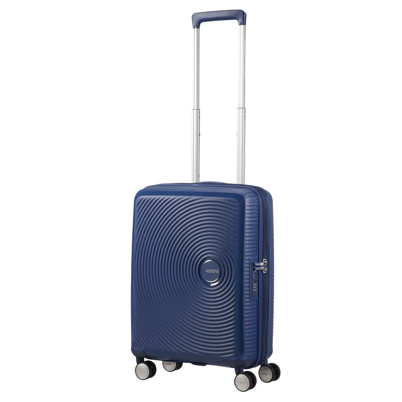 American Tourister Soundbox 4-kerekes keményfedeles bővíthető kabin bőrönd 55x40x20/23 cm, sötétkék