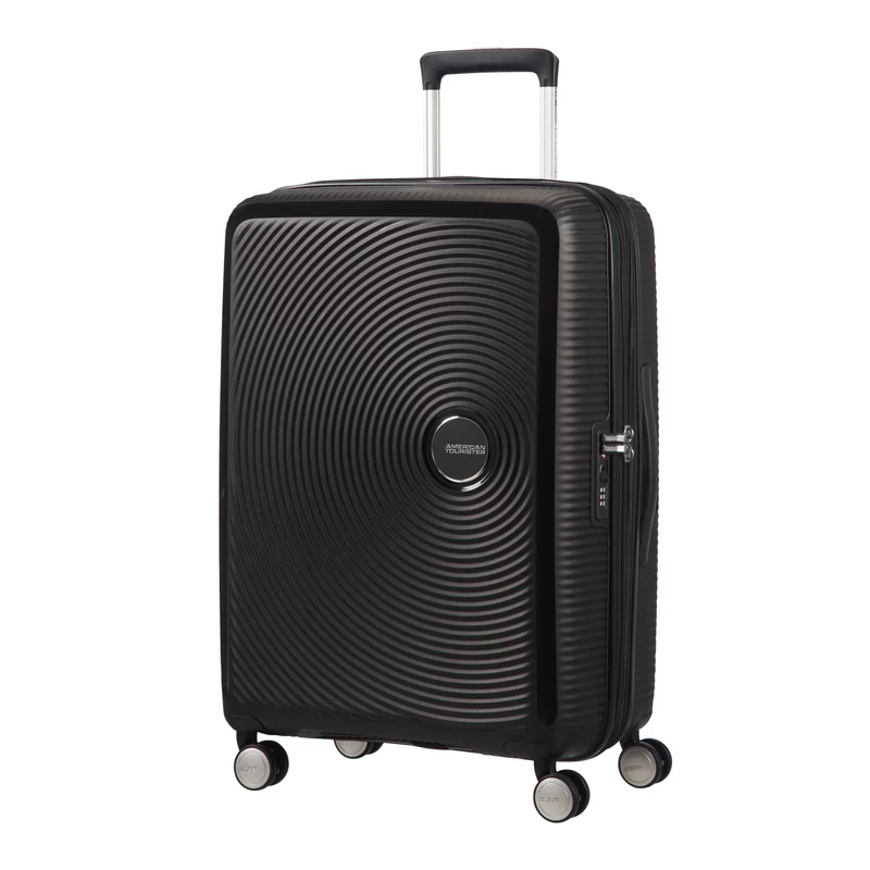 American Tourister Soundbox 4-kerekes keményfedeles bővíthető bőrönd 67 x 46.5 x 29/32 cm, fekete