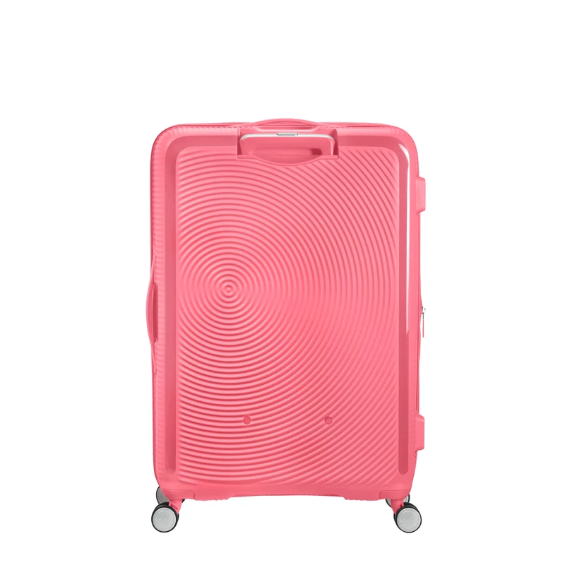 American Tourister Soundbox 4-kerekes keményfedeles bővíthető bőrönd 77 x 51.5 x 29.5/32.5 cm, rózsaszín