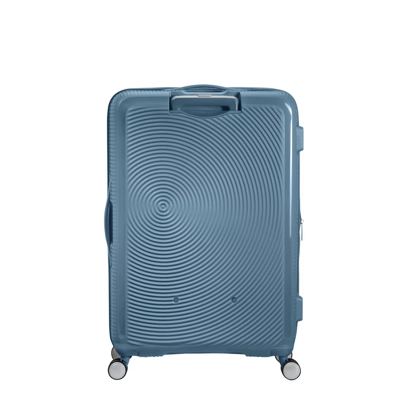 American Tourister Soundbox 4-kerekes keményfedeles bővíthető bőrönd 77 x 51.5 x 29.5/32.5 cm, szürkés kék