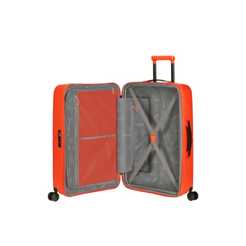 American Tourister Dashpop 4-kerekes keményfedeles bővíthető bőrönd 67 x 45 x 28/32 cm, narancsvörös