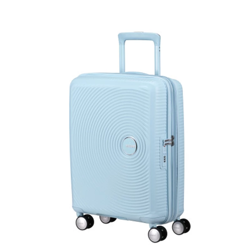 American Tourister Soundbox 4-kerekes keményfedeles bővíthető kabin bőrönd 55x40x20/23 cm, pasztell kék