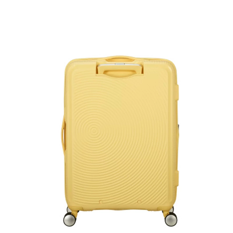 American Tourister Soundbox 4-kerekes keményfedeles bővíthető bőrönd 67 x 46.5 x 29/32 cm, pasztell sárga