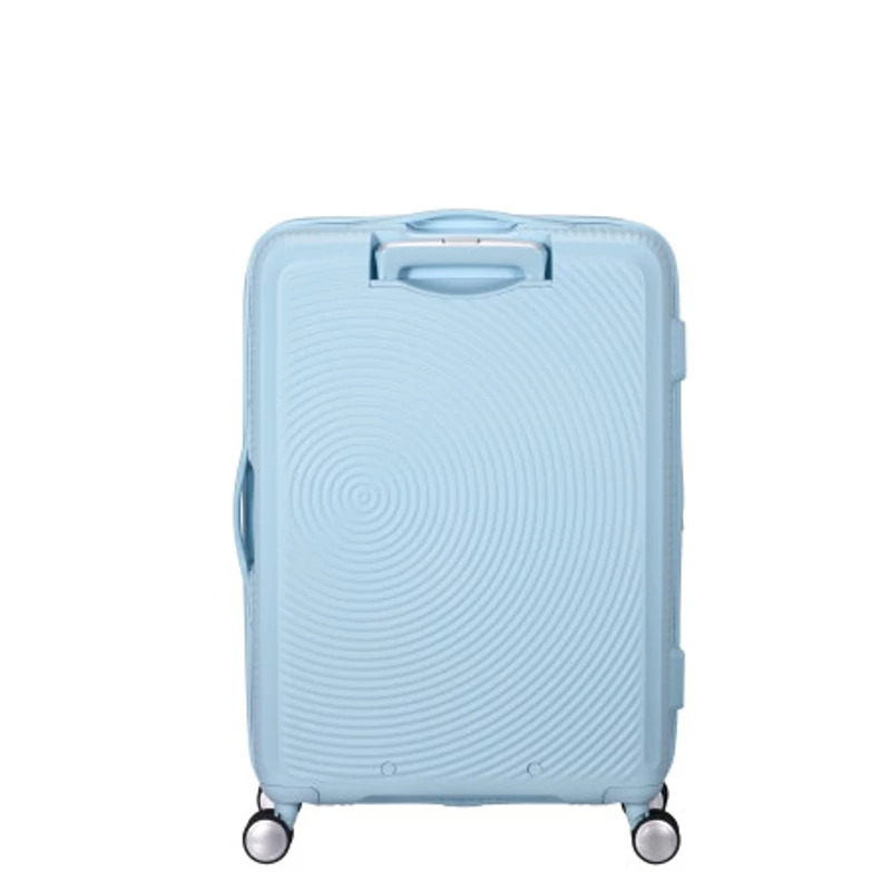 American Tourister Soundbox 4-kerekes keményfedeles bővíthető bőrönd 67 x 46.5 x 29/32 cm, pasztell kék