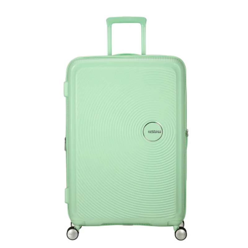 American Tourister Soundbox 4-kerekes keményfedeles bővíthető bőrönd 77 x 51.5 x 29.5/32.5 cm, pasztell zöld