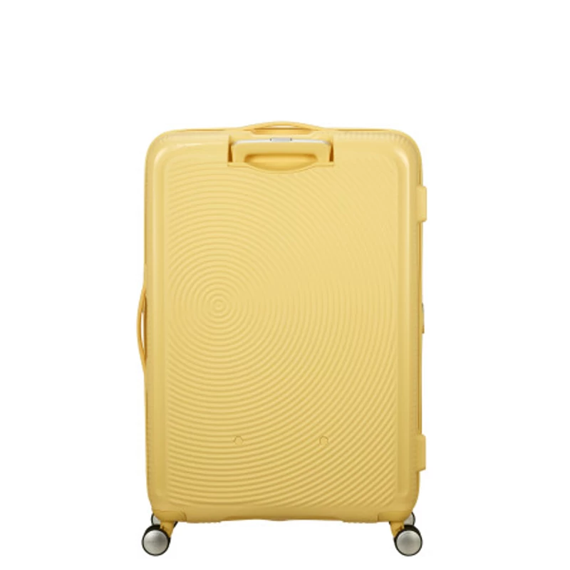 American Tourister Soundbox 4-kerekes keményfedeles bővíthető bőrönd 77 x 51.5 x 29.5/32.5 cm, pasztell sárga