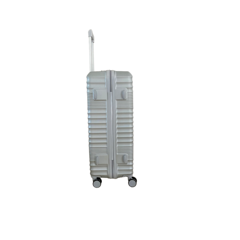 LEONARDO 4-kerekes keményfedeles bőrönd 76x48x30cm, ezüst