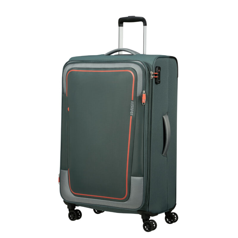 American Tourister Pulsonic Spinner 4-kerekes bővíthető bőrönd 81 x 49 x 31/34 cm, khaki