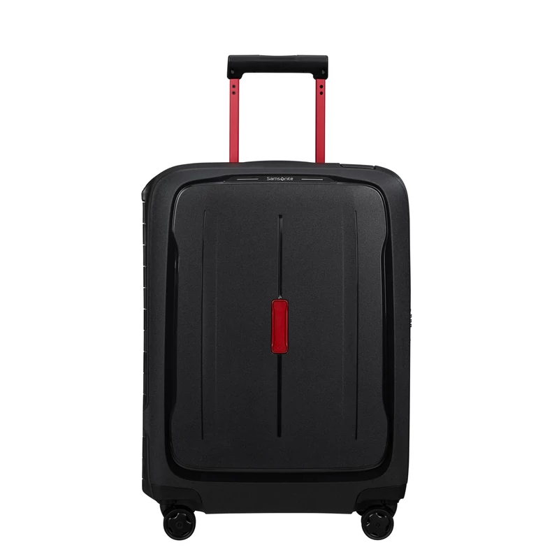 Samsonite Essens spinner 4-kerekes keményfedeles kabin bőrönd 55x40x20cm, fekete-piros