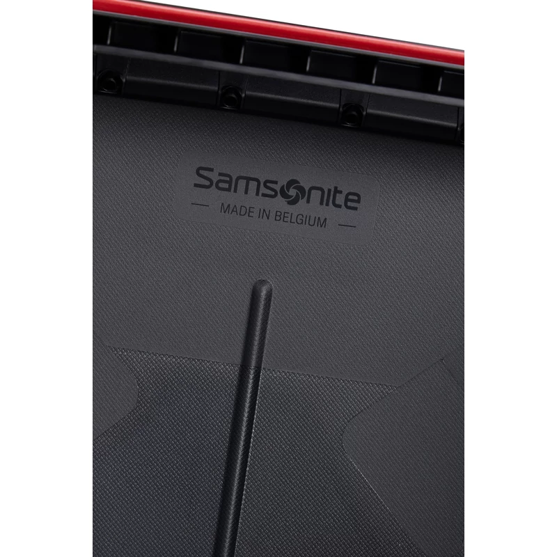 Samsonite Essens spinner 4-kerekes keményfedeles bőrönd 69 x 49 x 30 cm, fekete-piros