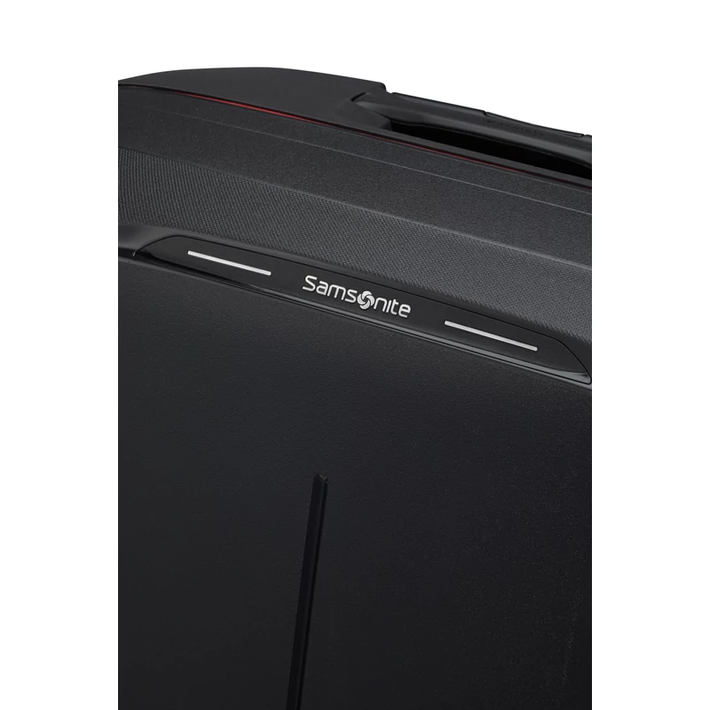 Samsonite Essens spinner 4-kerekes keményfedeles bőrönd 69 x 49 x 30 cm, fekete-piros