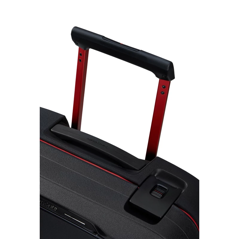 Samsonite Essens spinner 4-kerekes keményfedeles kabin bőrönd 55x40x20cm, fekete-piros