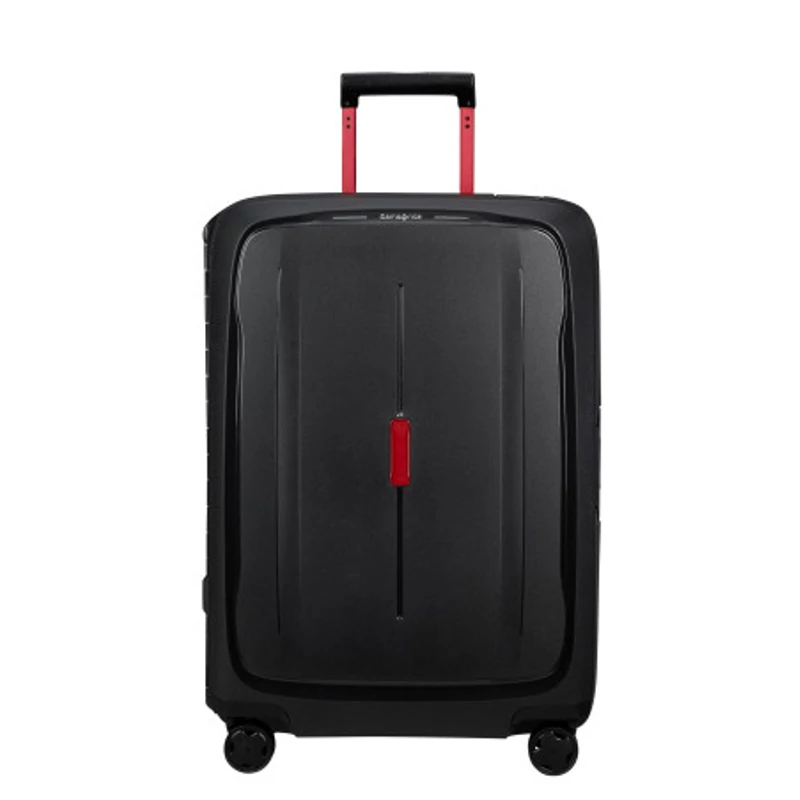 Samsonite Essens spinner 4-kerekes keményfedeles bőrönd 69 x 49 x 30 cm, fekete-piros