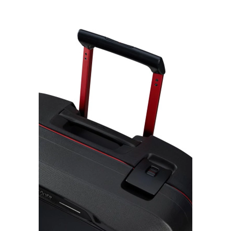 Samsonite Essens spinner 4-kerekes keményfedeles bőrönd 69 x 49 x 30 cm, fekete-piros