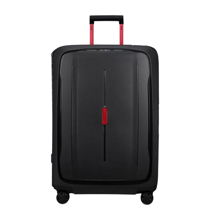 Samsonite Essens spinner 4-kerekes keményfedeles bőrönd 75 x 52 x 33 cm, fekete-piros