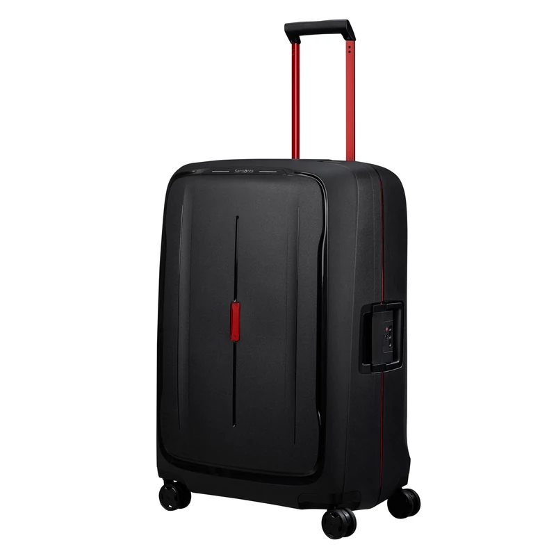 Samsonite Essens spinner 4-kerekes keményfedeles bőrönd 75 x 52 x 33 cm, fekete-piros