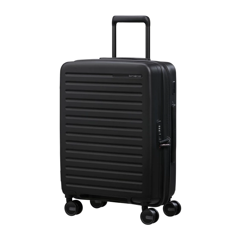Samsonite Restackd spinner 4-kerekes keményfedeles bővíthető kabin bőrönd 55 x 40 x 20/23 cm, fekete