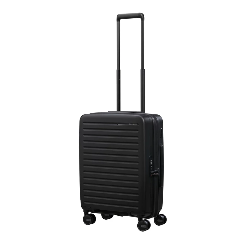 Samsonite Restackd spinner 4-kerekes keményfedeles bővíthető kabin bőrönd 55 x 40 x 20/23 cm, fekete