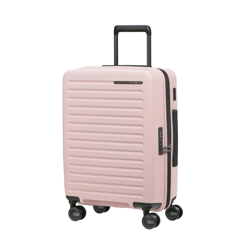 Samsonite Restackd spinner 4-kerekes keményfedeles bővíthető kabin bőrönd 55 x 40 x 20/23 cm, halvány rózsaszín