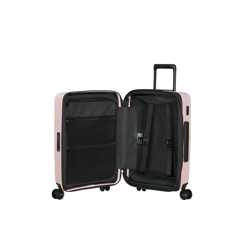 Samsonite Restackd spinner 4-kerekes keményfedeles bővíthető kabin bőrönd 55 x 40 x 20/23 cm, halvány rózsaszín
