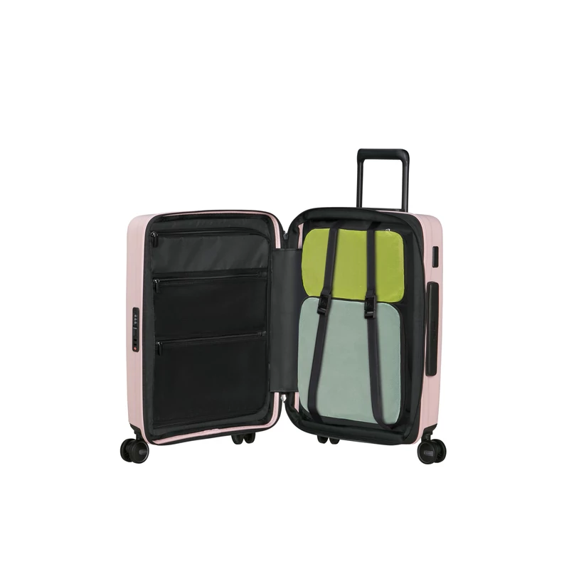 Samsonite Restackd spinner 4-kerekes keményfedeles bővíthető kabin bőrönd 55 x 40 x 20/23 cm, halvány rózsaszín