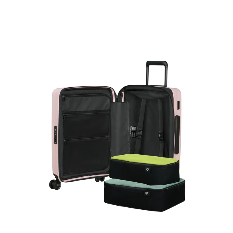 Samsonite Restackd spinner 4-kerekes keményfedeles bővíthető kabin bőrönd 55 x 40 x 20/23 cm, halvány rózsaszín