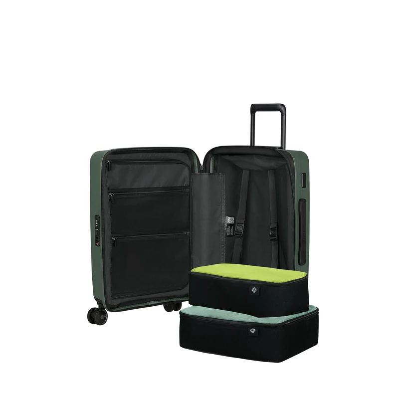 Samsonite Restackd spinner 4-kerekes keményfedeles bővíthető kabin bőrönd 55 x 40 x 20/23 cm, khaki