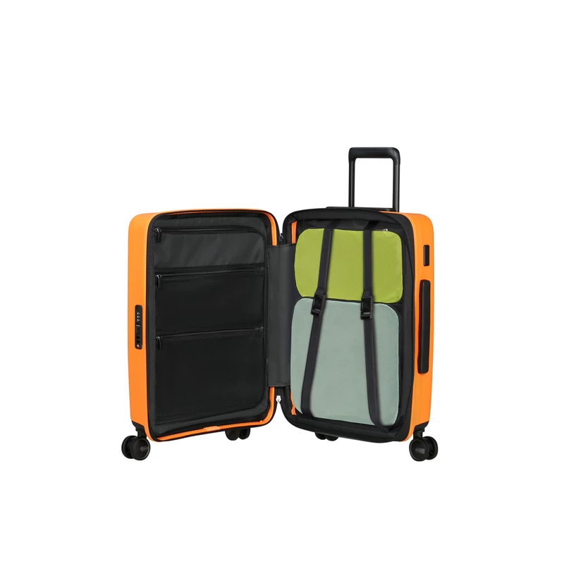 Samsonite Restackd spinner 4-kerekes keményfedeles bővíthető kabin bőrönd 55 x 40 x 20/23 cm, narancssárga