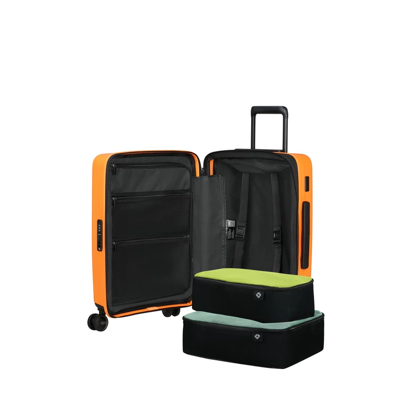 Samsonite Restackd spinner 4-kerekes keményfedeles bővíthető kabin bőrönd 55 x 40 x 20/23 cm, narancssárga