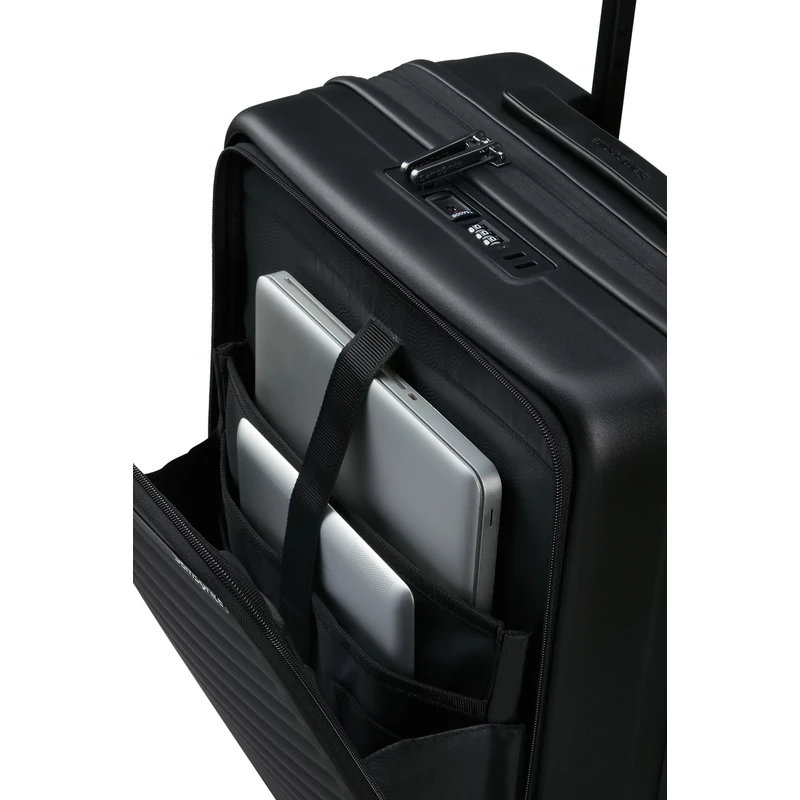 Samsonite Restackd spinner 4-kerekes keményfedeles bővíthető kabin bőrönd 55 x 40 x 23/26 cm, fekete