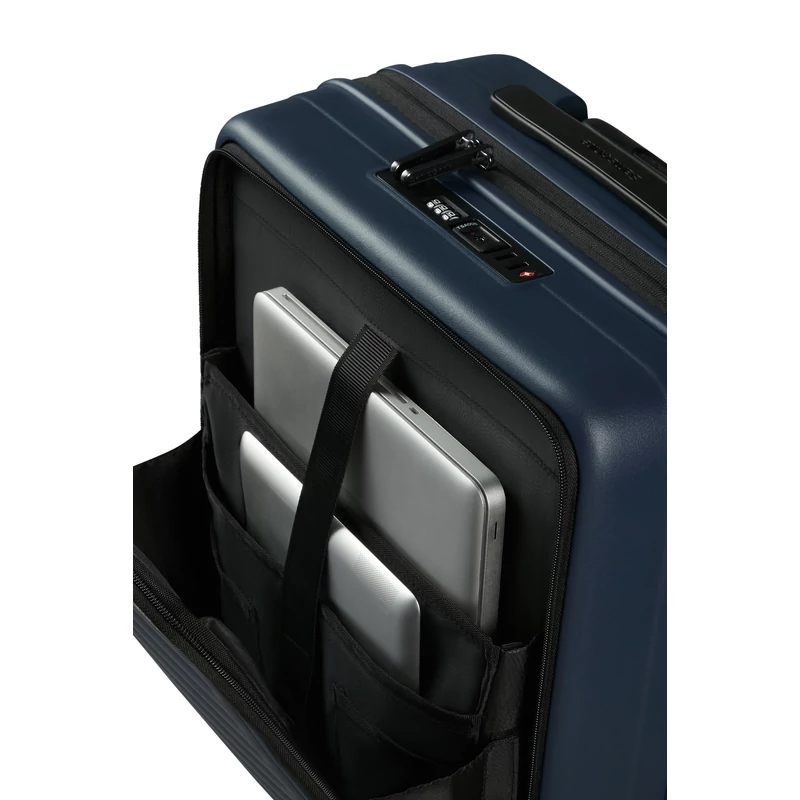 Samsonite Restackd spinner 4-kerekes keményfedeles bővíthető kabin bőrönd 55 x 40 x 23/26 cm, sötétkék